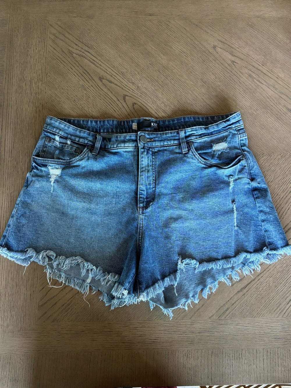 Kut from the Kloth Light Blue Distressed Frayed Hem Denim Shorts